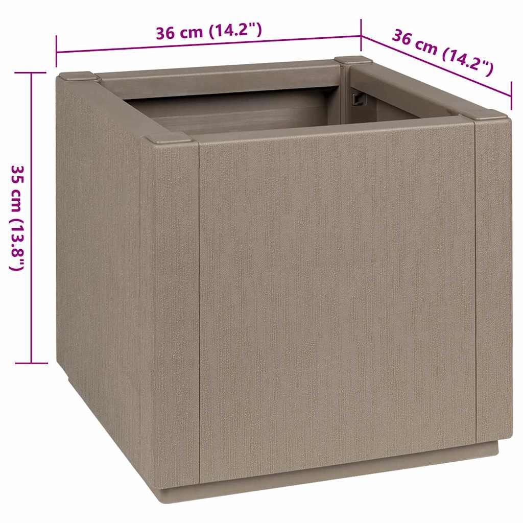 vidaXL Κουτί Λουλουδιών Κήπου Ανοιχτό καφέ 36 x 36 x 35 εκ. PP