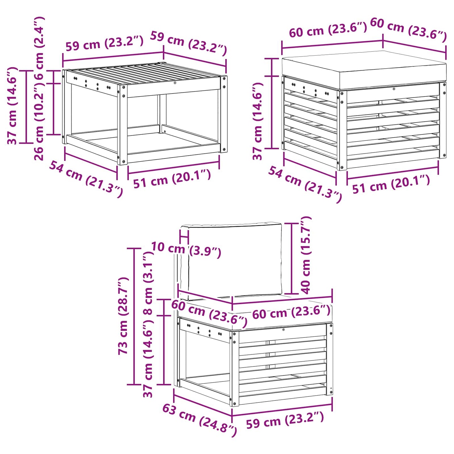 vidaXL Σειρά Καναπέ Εξωτερικού με μαξιλάρι 6 pcs Φυσικό και Κρέμα