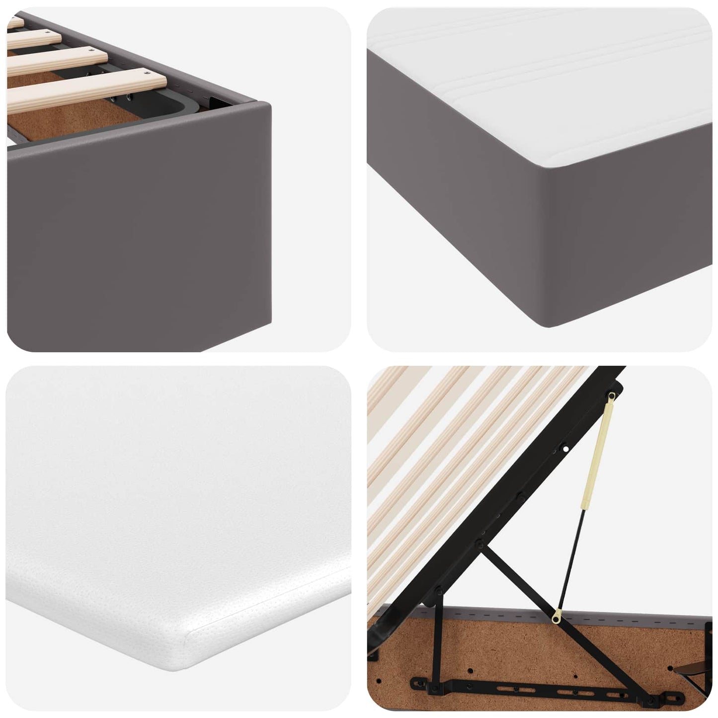 vidaXL Κρεβάτι με αποθηκευτικό χώρο και στρώμα Γκρι 140 x 200 cm