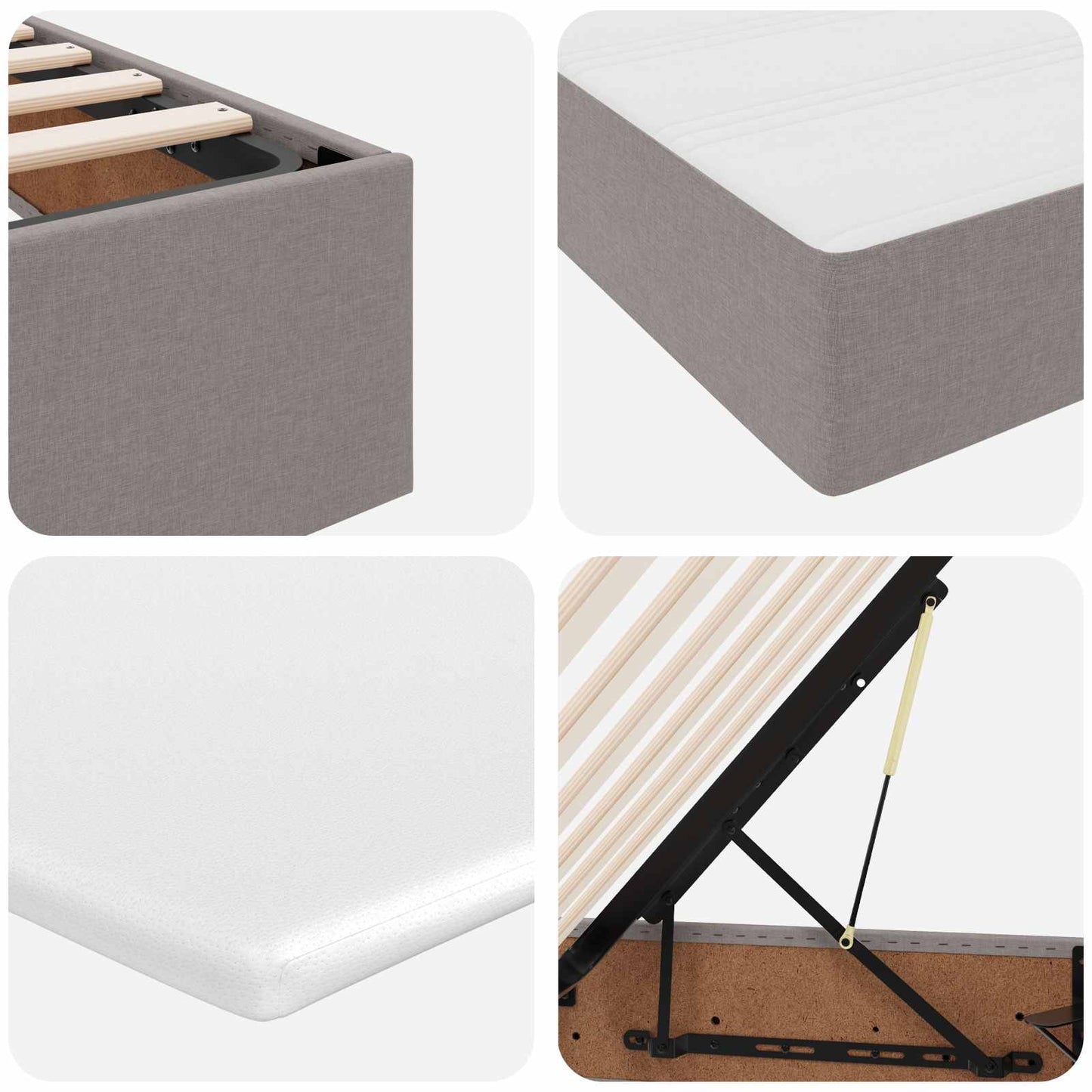 vidaXL Κρεβάτι με αποθηκευτικό χώρο και στρώμα Taupe 90 x 200 cm