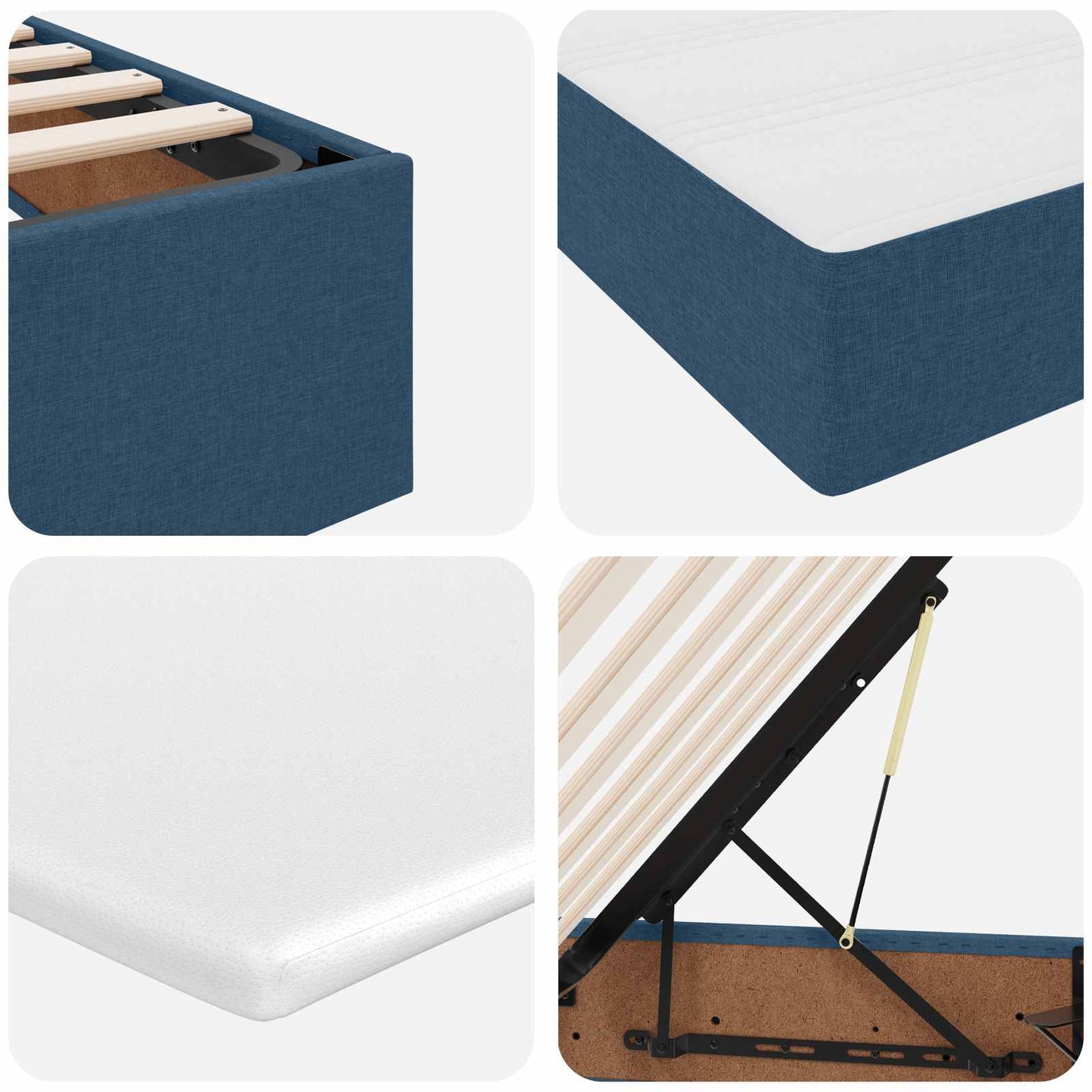 vidaXL Κρεβάτι με αποθηκευτικό χώρο και στρώμα Μπλε 100 x 200 cm