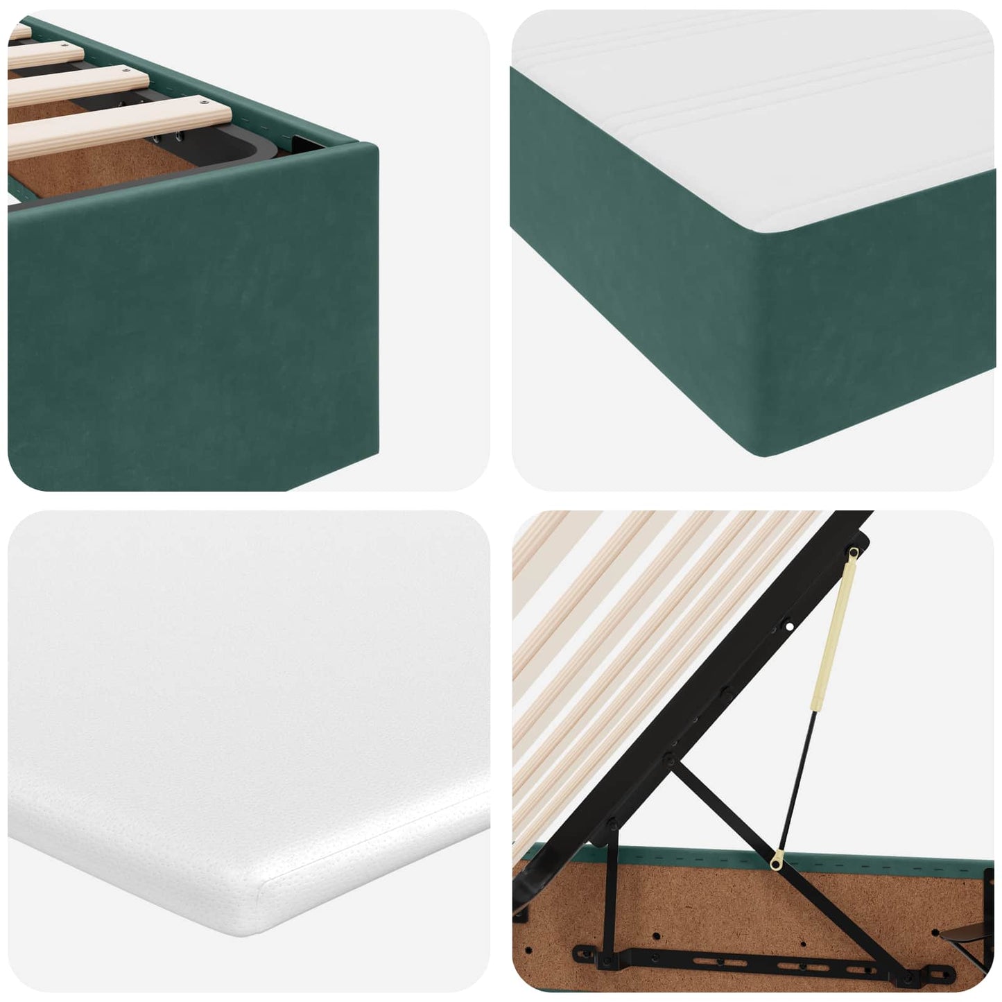 vidaXL Κρεβάτι με αποθηκευτικό χώρο και στρώμα Σκούρο Πράσινο