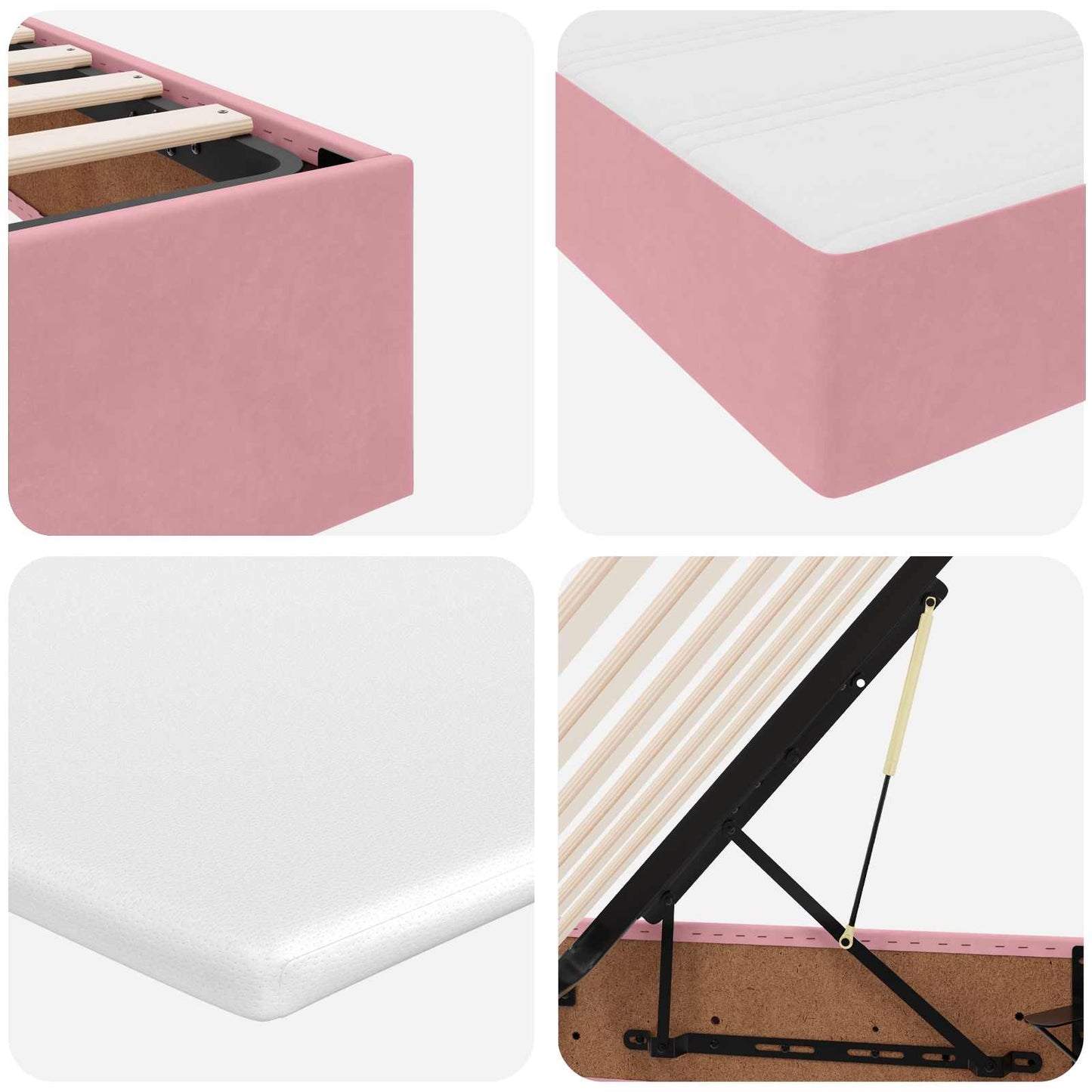 vidaXL Κρεβάτι με αποθηκευτικό χώρο και στρώμα Ροζ 180 x 200 cm