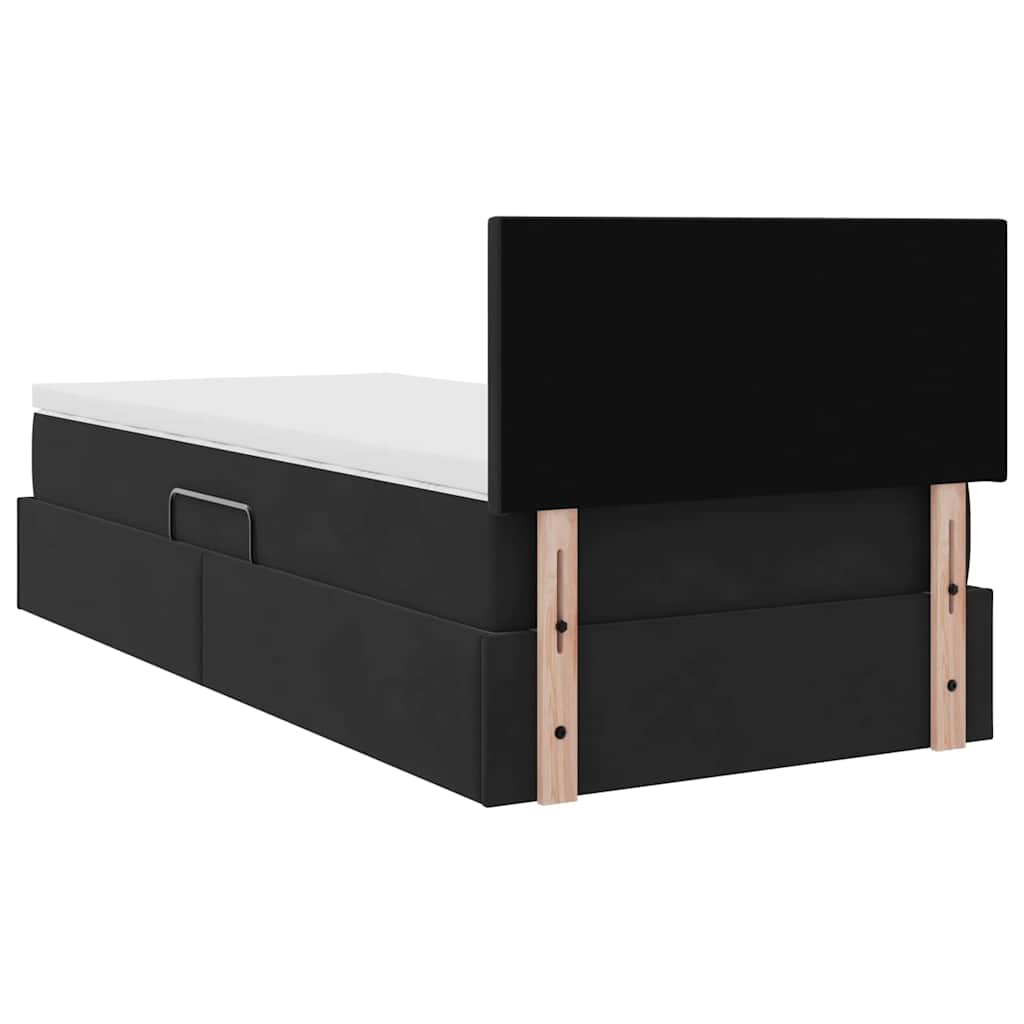 vidaXL Κρεβάτι Αποθήκης με κεφαλάρι Μαύρο 90 x 190 cm Βελούδο