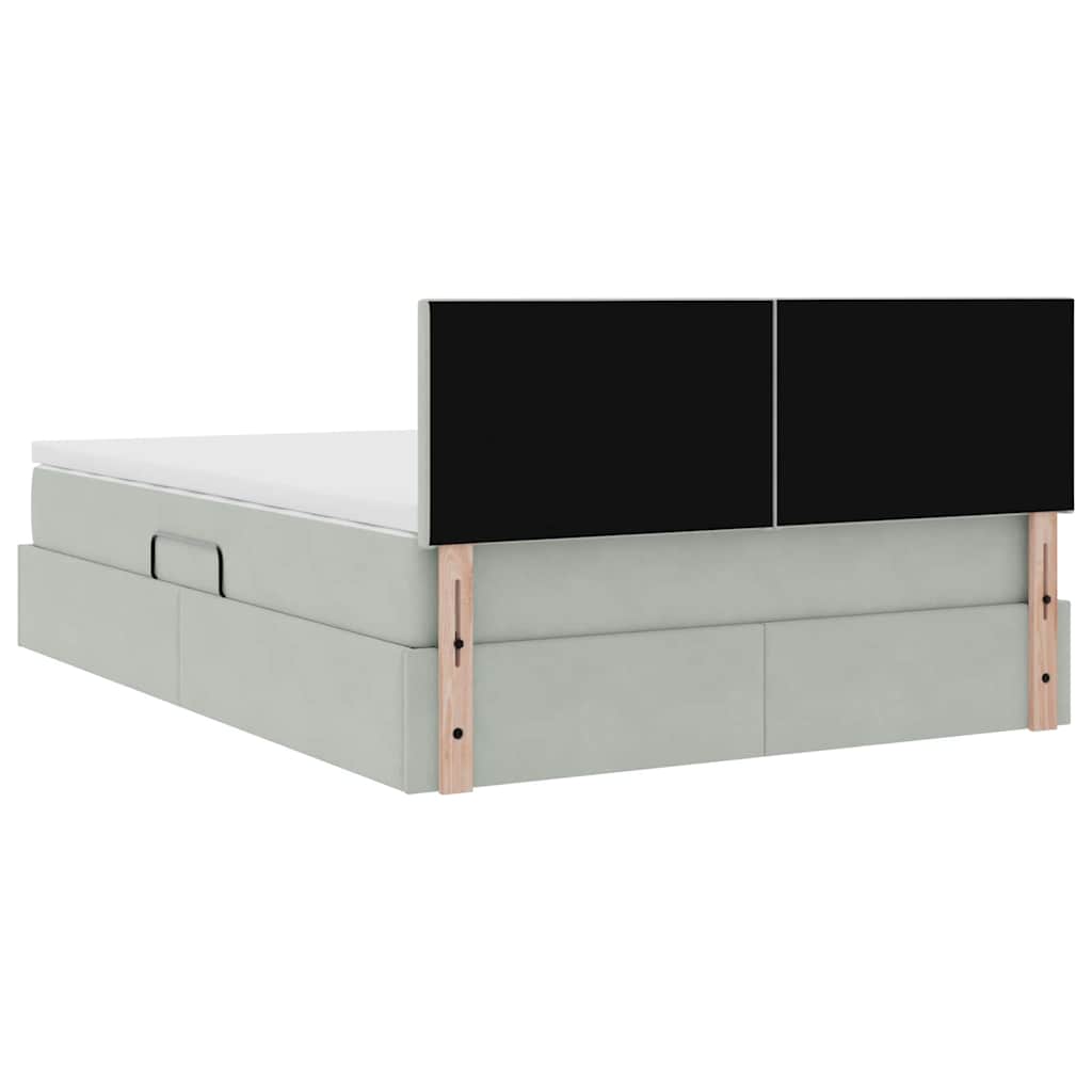 vidaXL Κρεβάτι Αποθήκης με στρώμα Ανοιχτό γκρι 140 x 200 cm Βελούδο