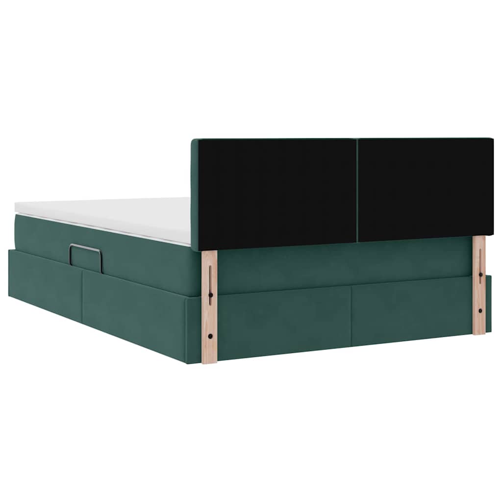 vidaXL Κρεβάτι Αποθήκης Σκούρο Πράσινο 140 x 200 cm Βελούδο