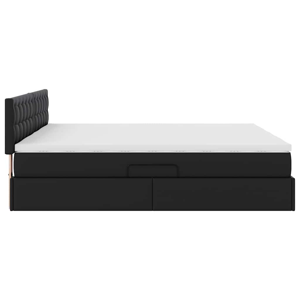 vidaXL Κρεβάτι Αποθήκης με κεφαλάρι Μαύρο 200 x 200 cm Τεχνητό Δέρμα