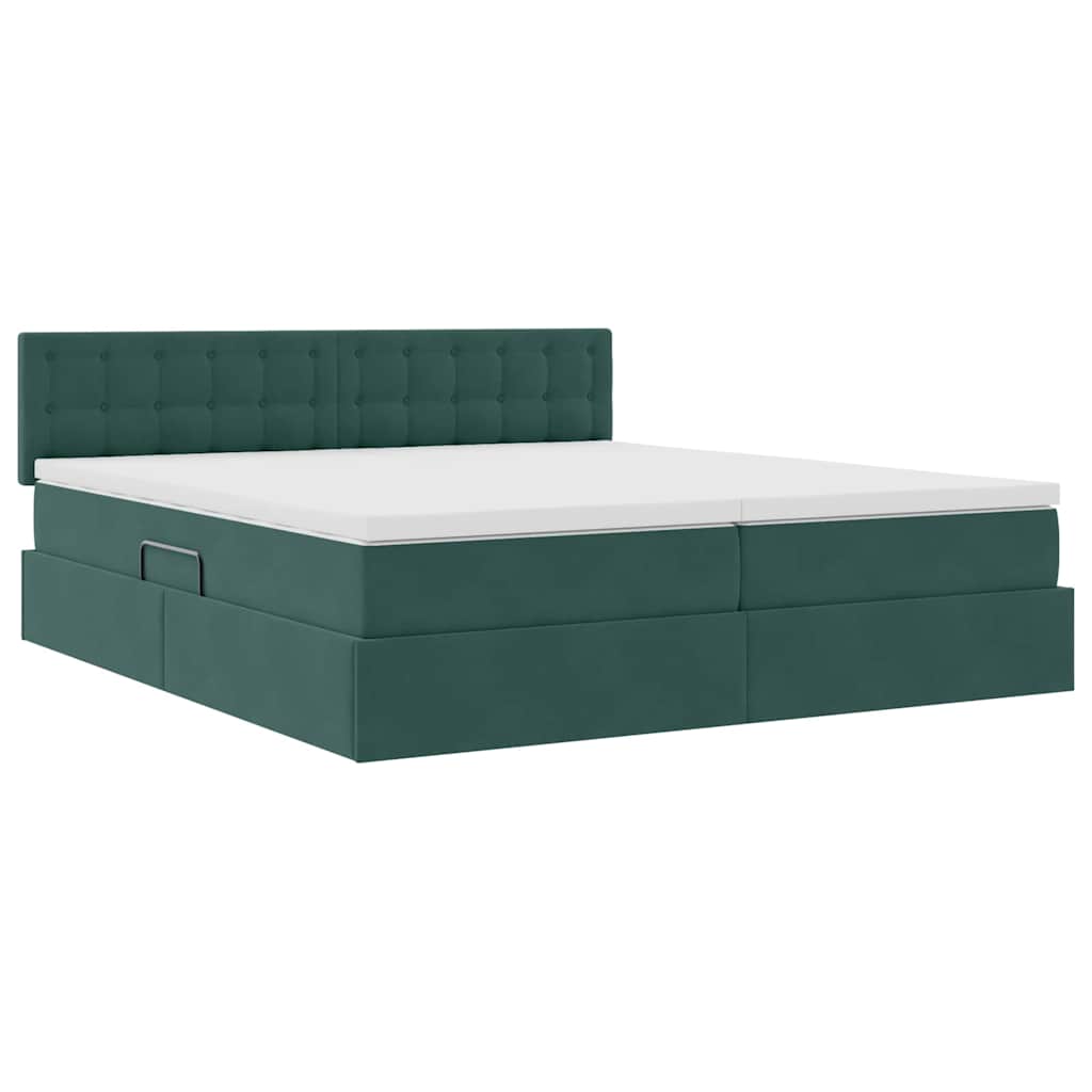 vidaXL Κρεβάτι Αποθήκης 2 τμχ. Σκούρο Πράσινο 180 x 200 cm Velvet