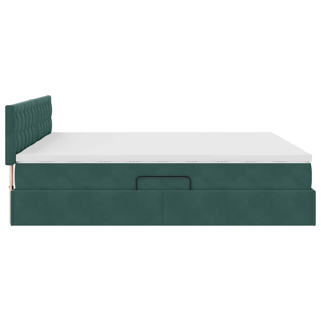 vidaXL Κρεβάτι Αποθήκης με κεφαλάρι 2 τεμ. Σκούρο Πράσινο