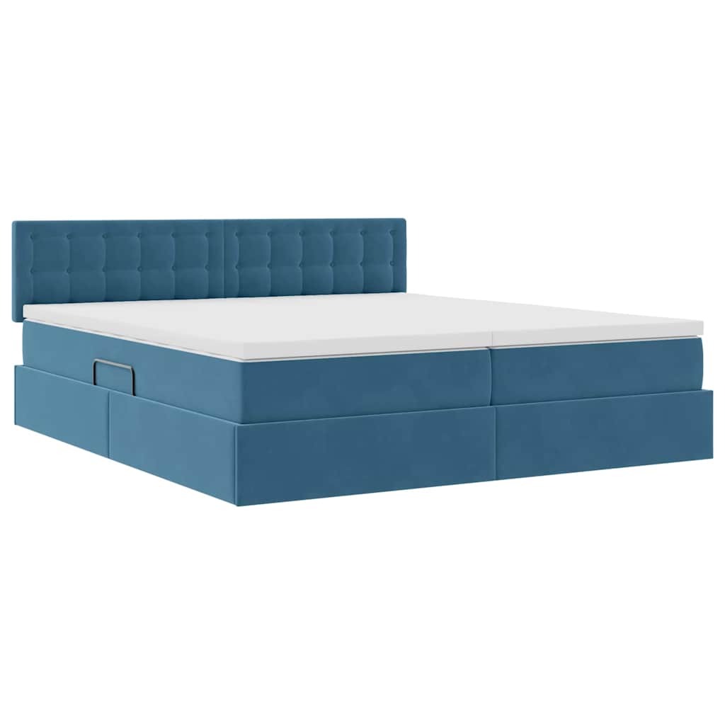 vidaXL Κρεβάτι Αποθήκης 2 τμχ. Σκούρο Μπλε 200 x 200 cm Velvet