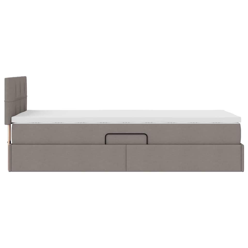 vidaXL LED Κρεβάτι αποθήκευσης με στρώμα Taupe 100 x 200 cm Ύφασμα
