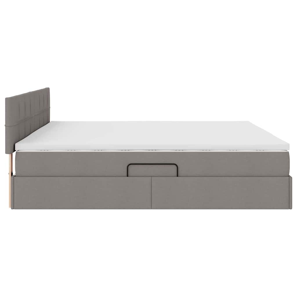vidaXL LED Κρεβάτι αποθήκευσης με στρώμα Taupe 200 x 200 cm Ύφασμα
