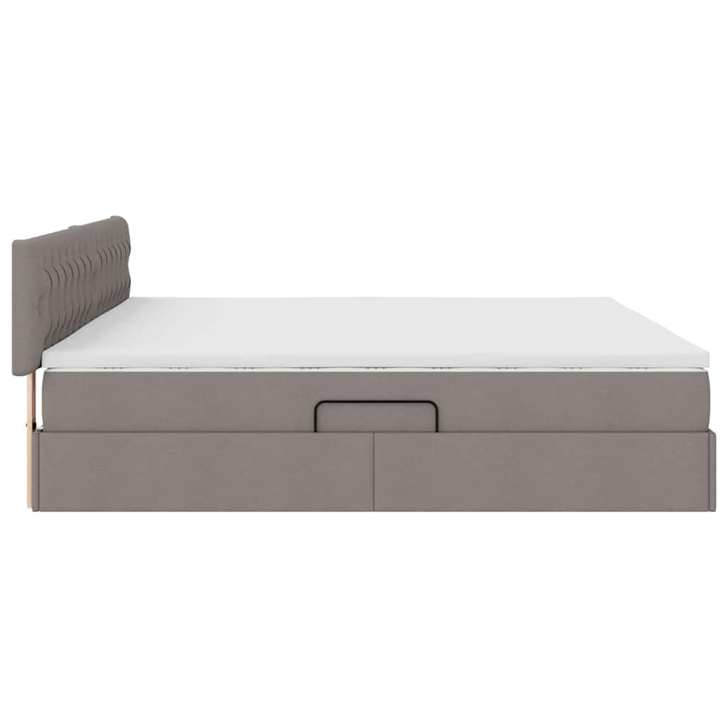 vidaXL LED Κρεβάτι αποθήκευσης με στρώμα Taupe 200 x 200 cm Ύφασμα