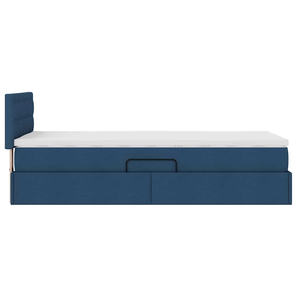 vidaXL LED Κρεβάτι αποθήκευσης με στρώμα Μπλε 100 x 200 cm Ύφασμα