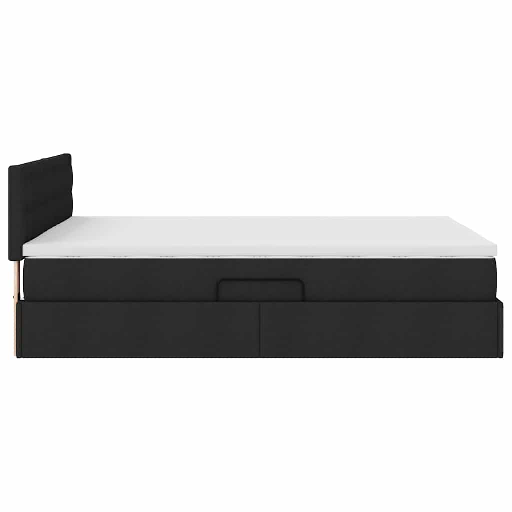 vidaXL LED Κρεβάτι αποθήκευσης με στρώμα Μαύρο 140 x 190 cm Ύφασμα