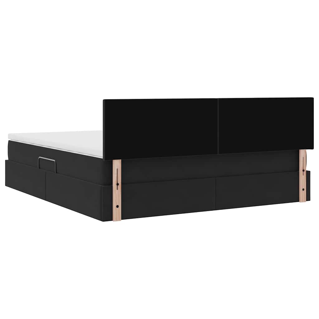 vidaXL LED Κρεβάτι αποθήκευσης με στρώμα Μαύρο 180 x 200 cm Βελούδο