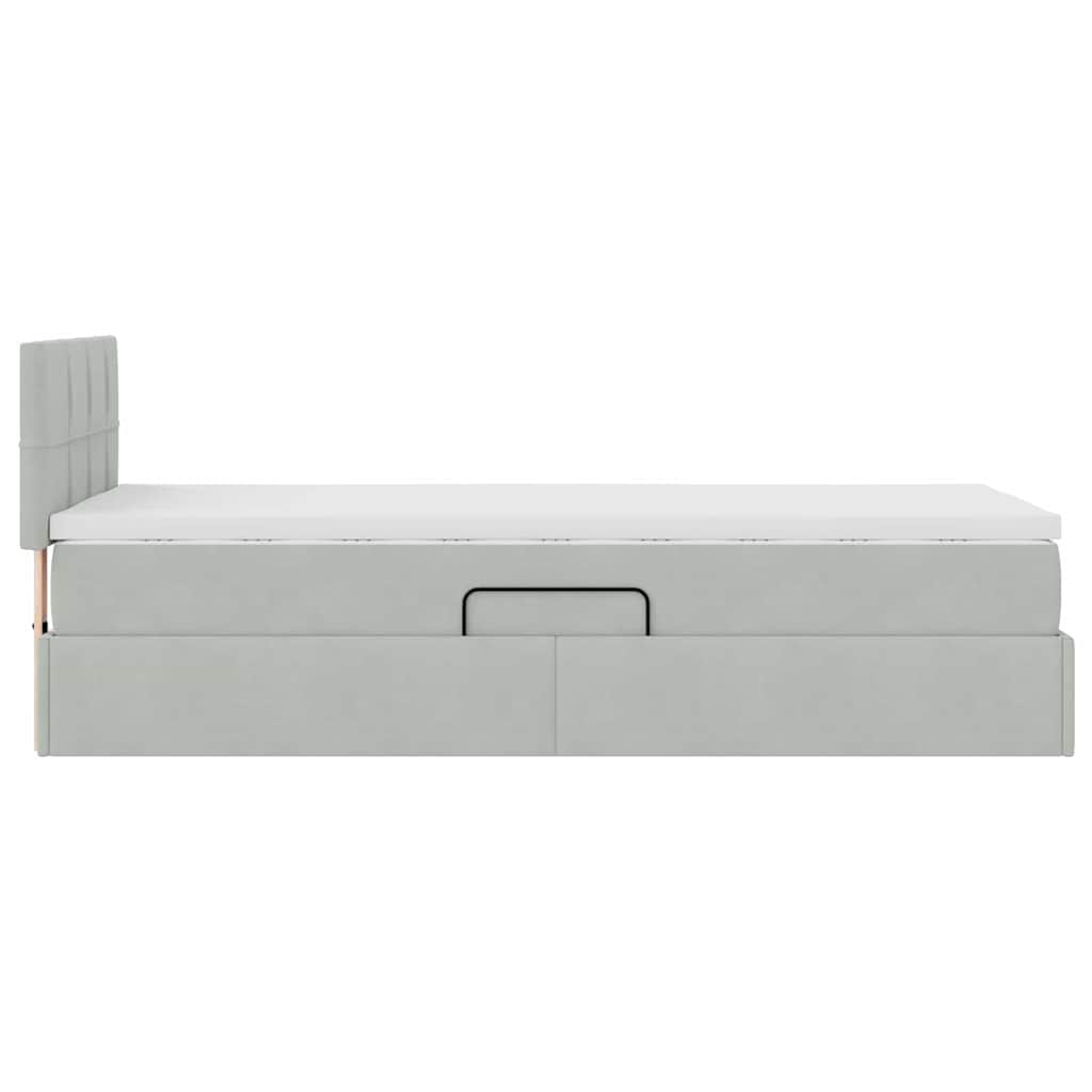 vidaXL LED Κρεβάτι αποθήκευσης με στρώμα Ανοιχτό γκρι 90 x 190 cm
