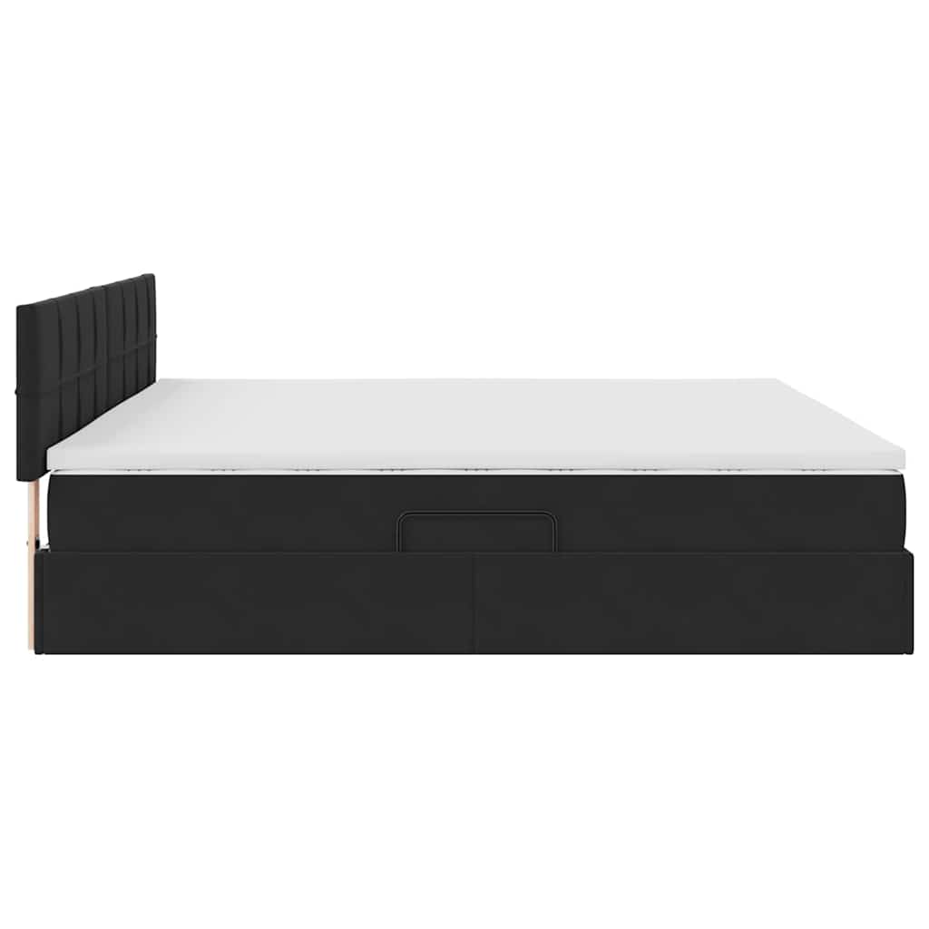 vidaXL LED Κρεβάτι αποθήκευσης με στρώμα Μαύρο 200 x 200 cm Βελούδο
