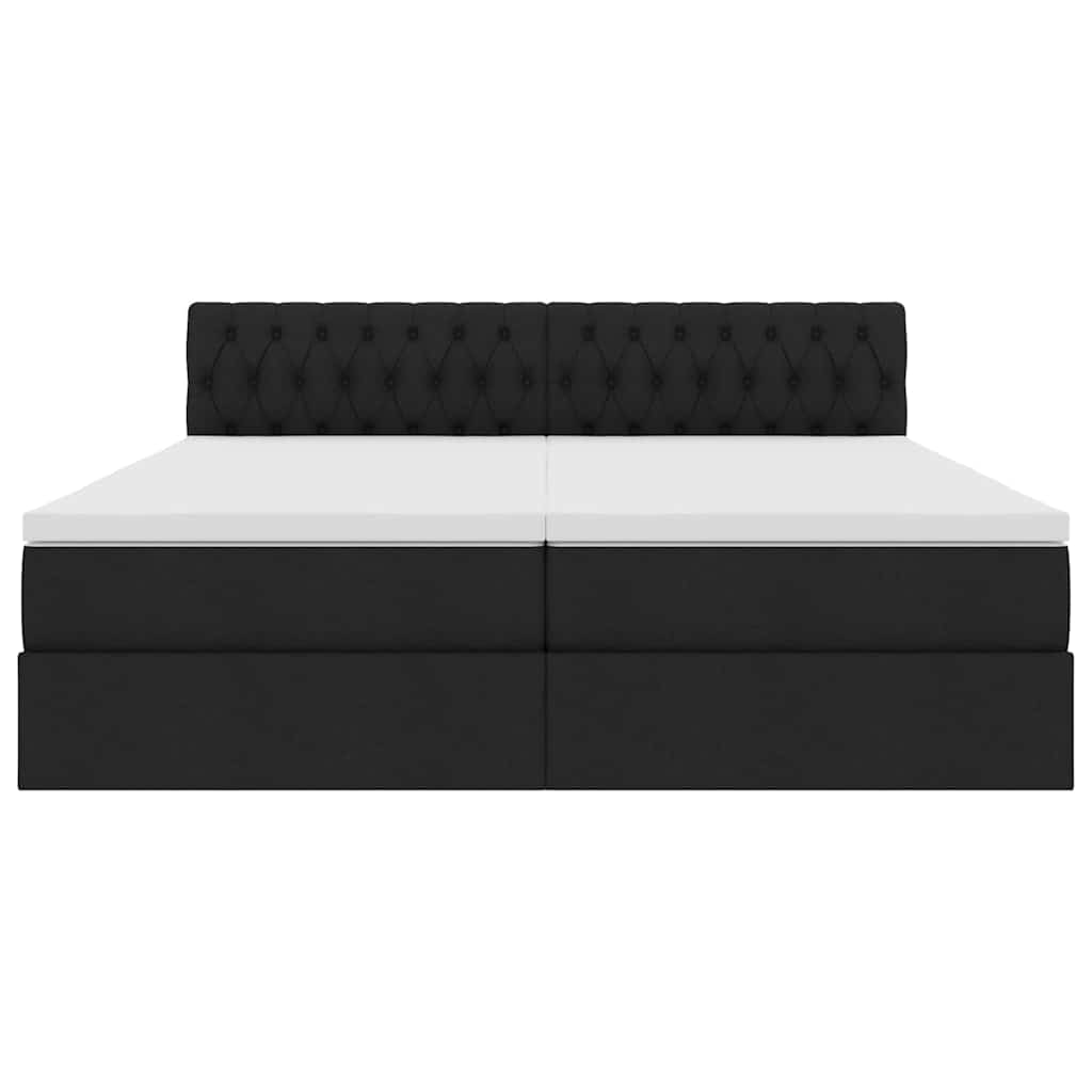 vidaXL Κρεβάτι με φώτα λωρίδας LED Μαύρο 180 x 200 cm ύφασμα