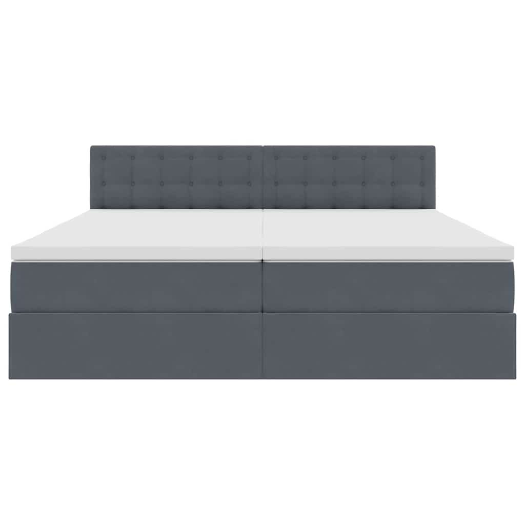 vidaXL LED Κρεβάτι αποθήκευσης με στρώμα Σκούρο Γκρι 200 x 200 cm