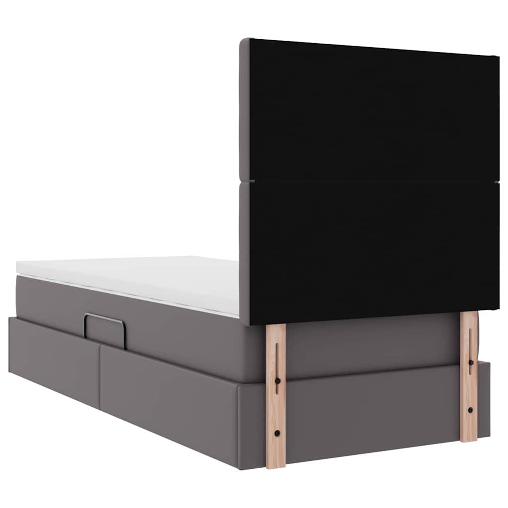 vidaXL Κρεβάτι Αποθήκης Γκρι 90 x 190 cm Τεχνητό Δέρμα