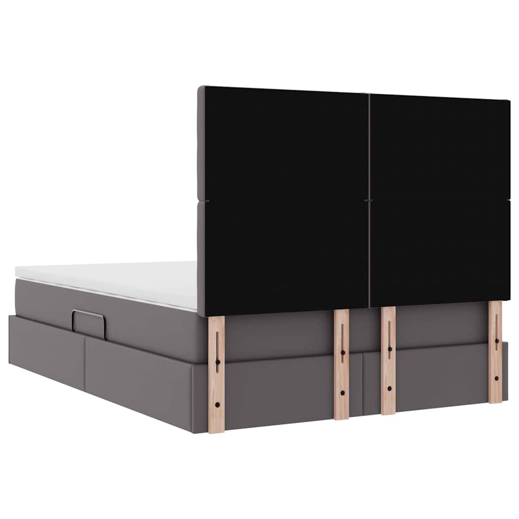 vidaXL Κρεβάτι Αποθήκης με κεφαλάρι Γκρι 140 x 190 cm Τεχνητό Δέρμα