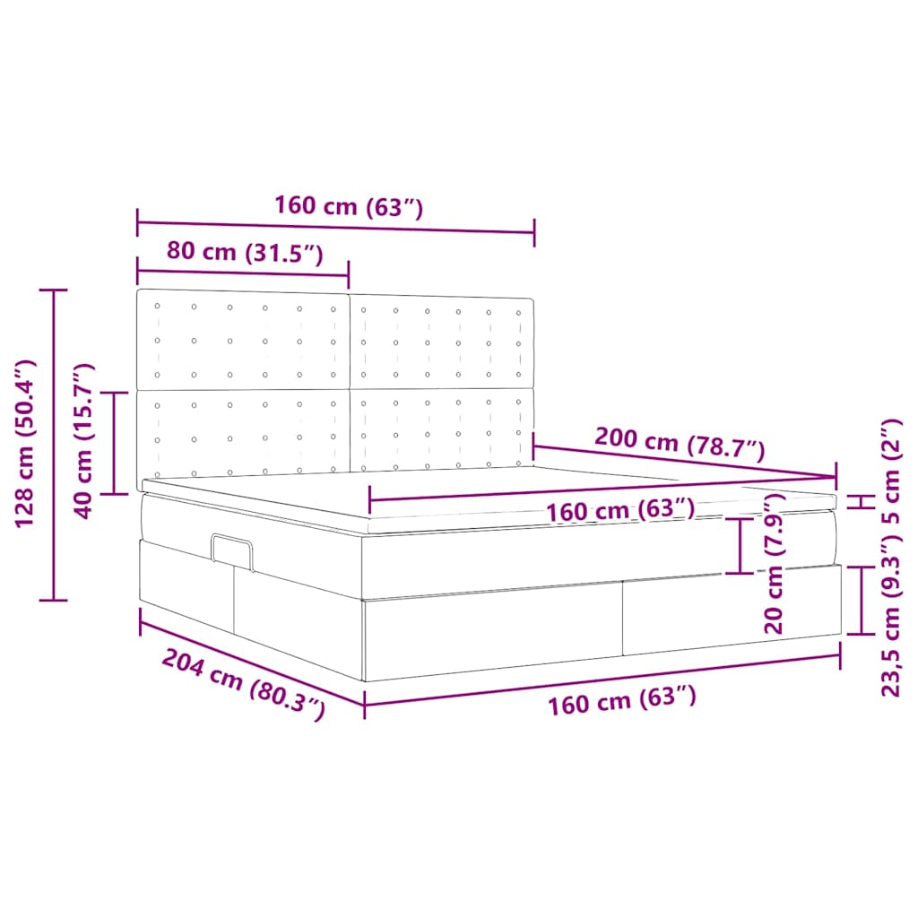 vidaXL Κρεβάτι Αποθήκης με στρώμα Μαύρο 160 x 200 cm Τεχνητό Δέρμα