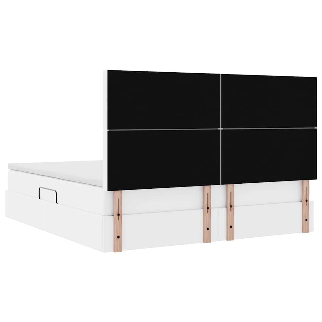 vidaXL Κρεβάτι Αποθήκης Καθαρό Λευκό 160 x 200 cm Τεχνητό Δέρμα