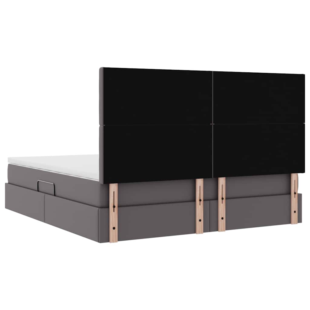 vidaXL Κρεβάτι Αποθήκης με στρώμα Γκρι 160 x 200 cm Τεχνητό Δέρμα