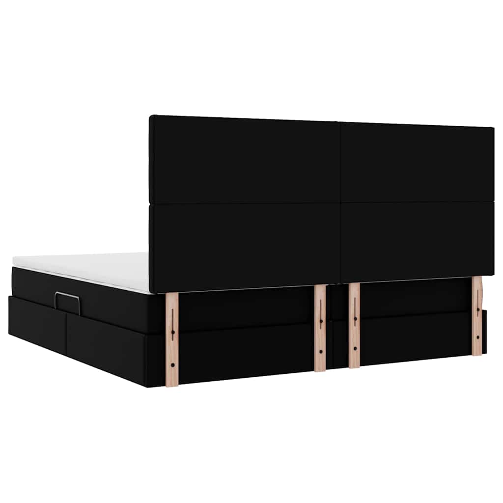 vidaXL Κρεβάτι Αποθήκης με κεφαλάρι Μαύρο 200 x 200 cm Τεχνητό Δέρμα