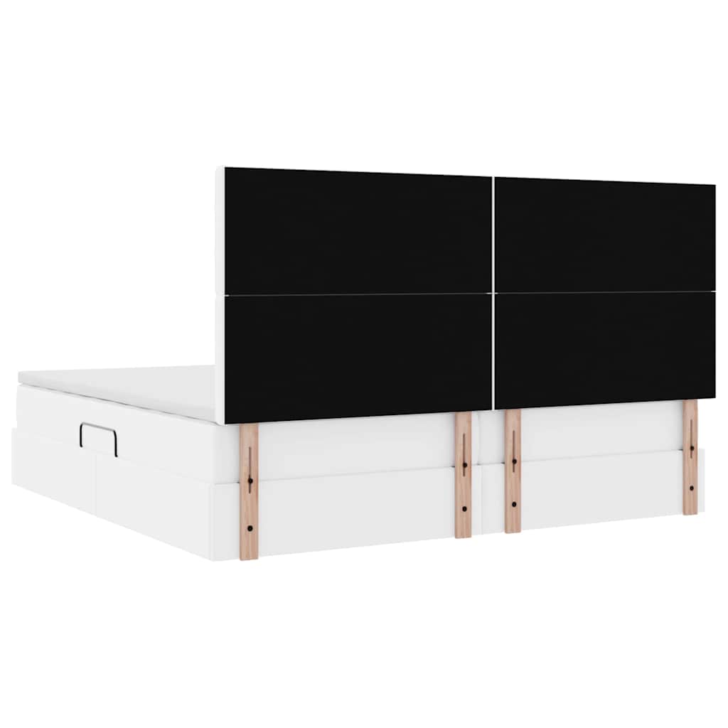 vidaXL Κρεβάτι Αποθήκης Καθαρό Λευκό 200 x 200 cm Τεχνητό Δέρμα