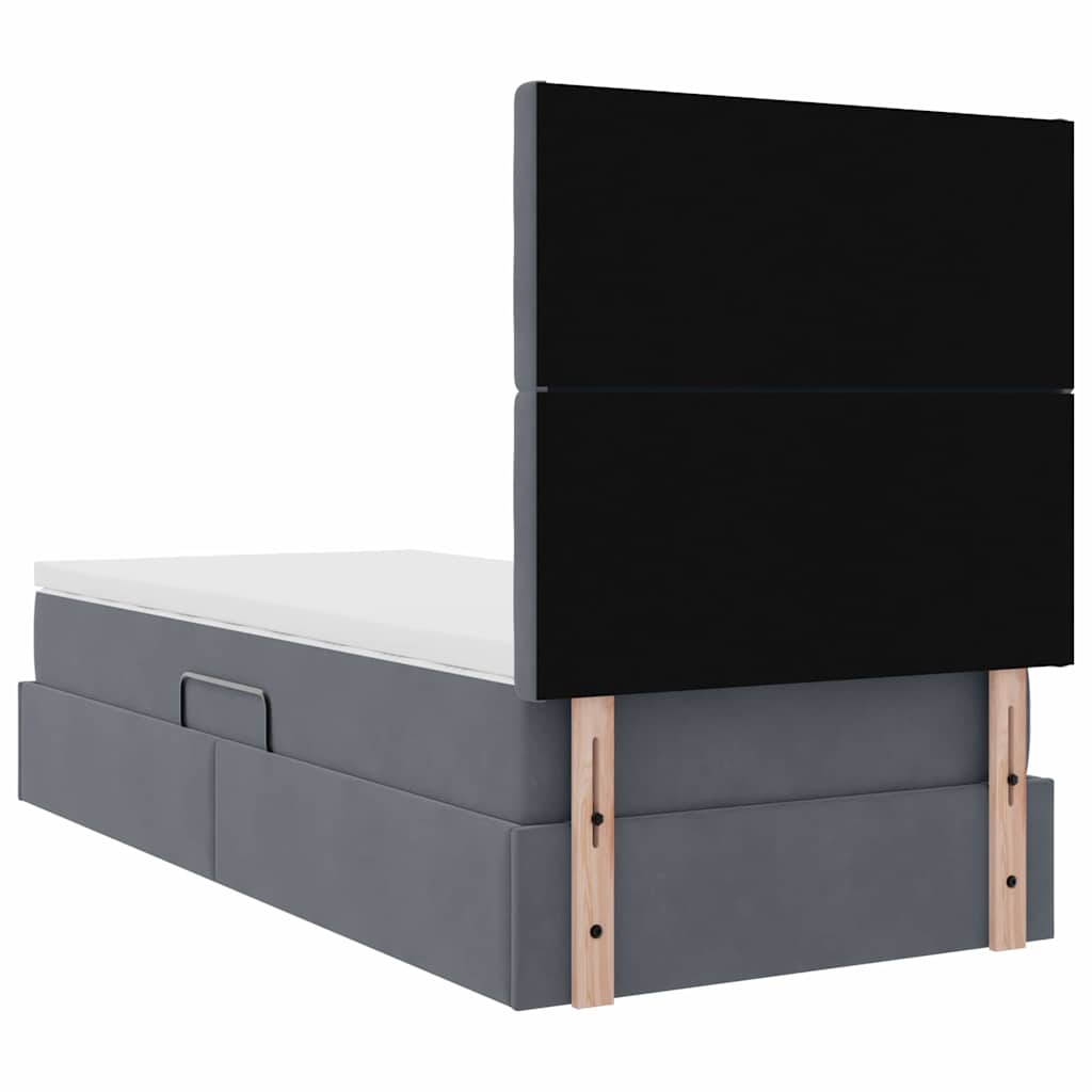 vidaXL Κρεβάτι με αποθηκευτικό χώρο και στρώμα Σκούρο Γκρι 90 x 190 cm