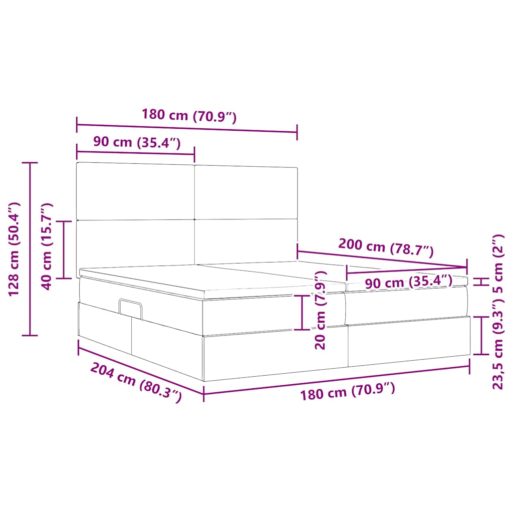 vidaXL Κρεβάτι Αποθήκης με κεφαλάρι Taupe 180 x 200 cm Ύφασμα