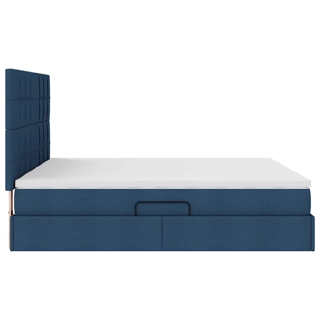 vidaXL Κρεβάτι Αποθήκης με κεφαλάρι Μπλε 180 x 200 cm Ύφασμα