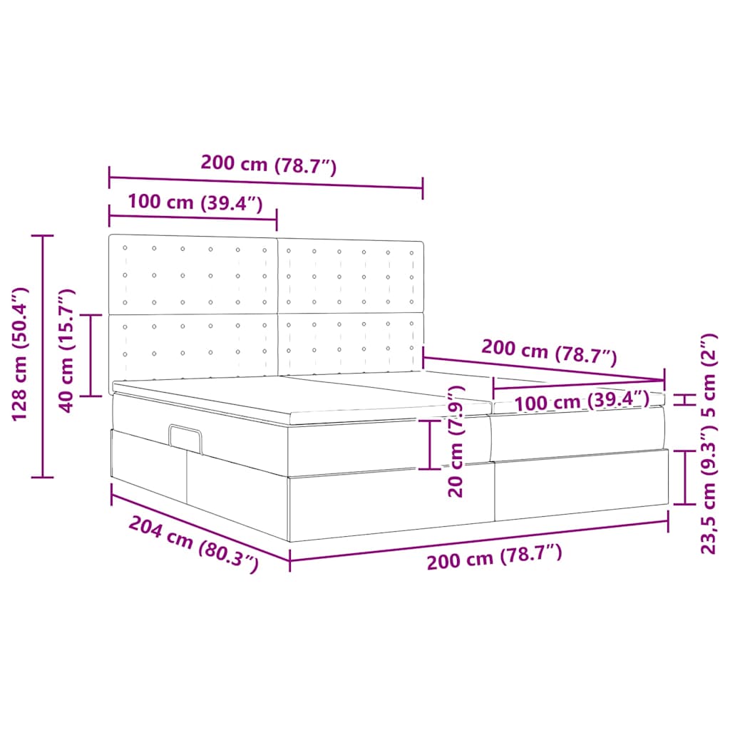 vidaXL Κρεβάτι Αποθήκης με κεφαλάρι Μπλε 200 x 200 cm Ύφασμα