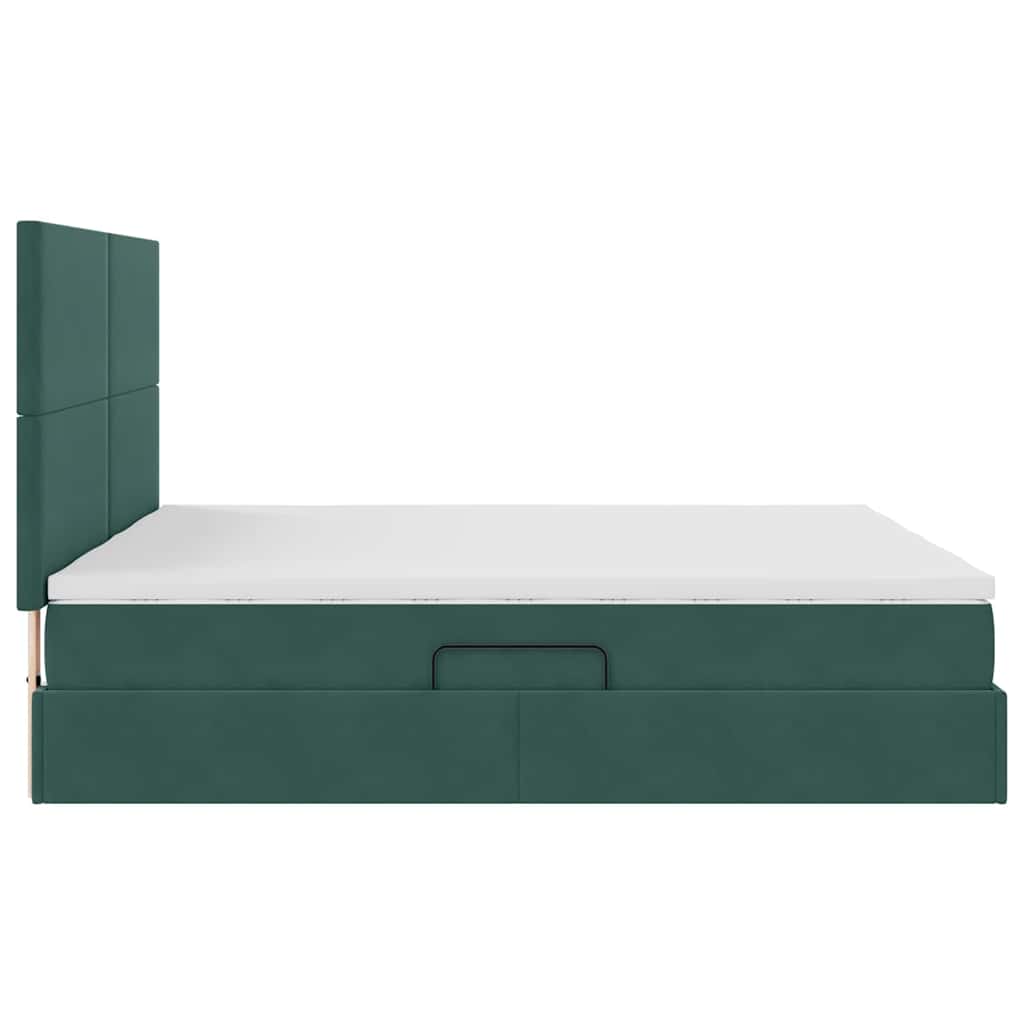 vidaXL Κρεβάτι Αποθήκης Σκούρο Πράσινο 180 x 200 cm Βελούδο