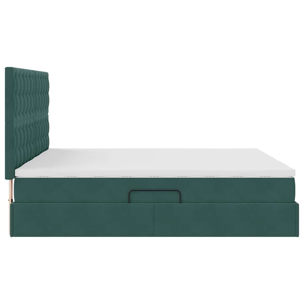 vidaXL Κρεβάτι Αποθήκης Σκούρο Πράσινο 200 x 200 cm Βελούδο