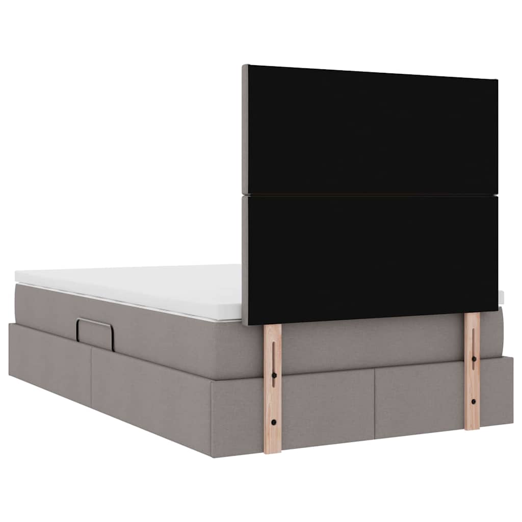 vidaXL LED Κρεβάτι αποθήκευσης με στρώμα Taupe 120 x 200 cm Ύφασμα