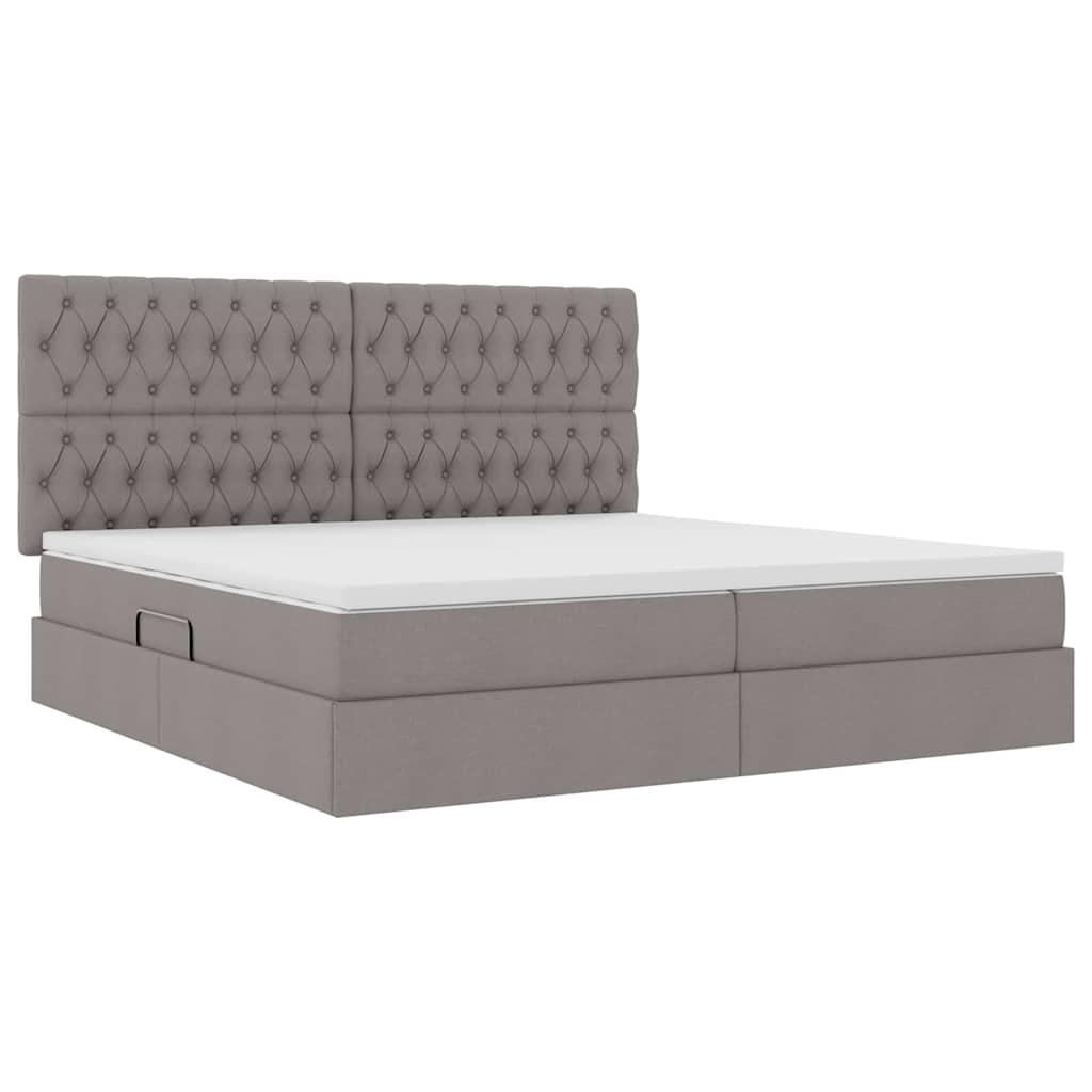 vidaXL LED Κρεβάτι αποθήκευσης με στρώμα Taupe 200 x 200 cm Ύφασμα