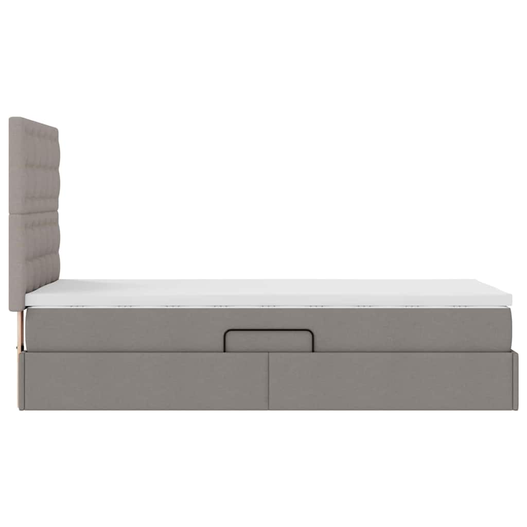 vidaXL LED Κρεβάτι αποθήκευσης με στρώμα Taupe 100 x 200 cm Ύφασμα
