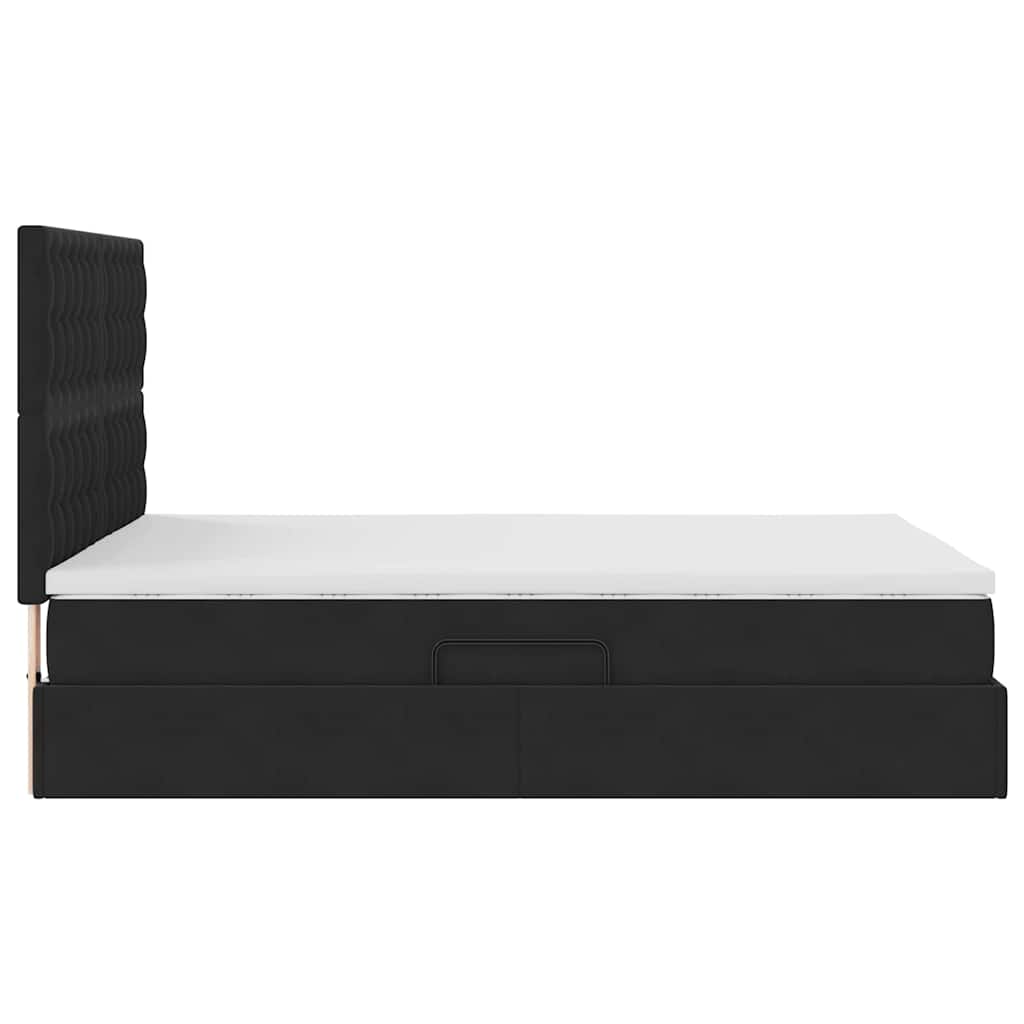 vidaXL LED Κρεβάτι αποθήκευσης με στρώμα Μαύρο 140 x 200 cm Βελούδο