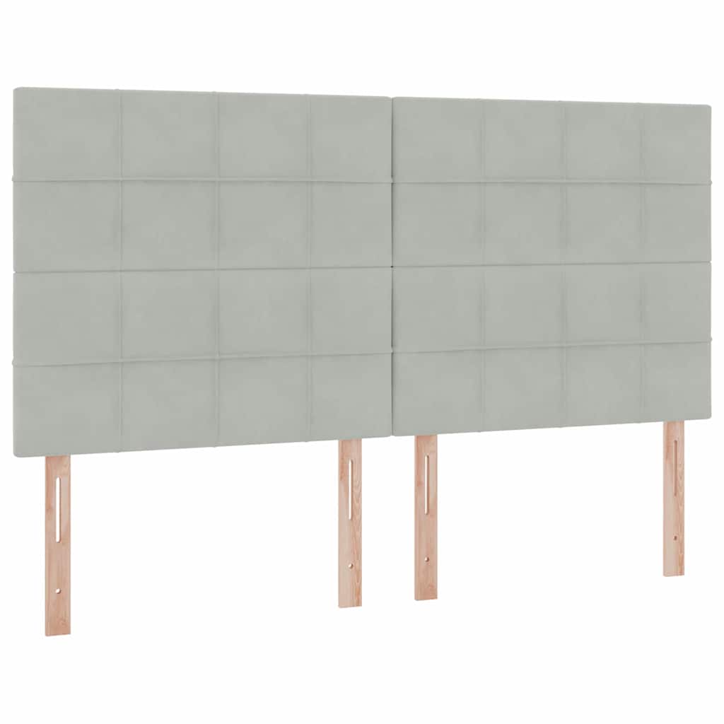 vidaXL Κρεβάτι με φώτα λωρίδας LED Ανοιχτό γκρι 180 x 200 cm Βελούδο
