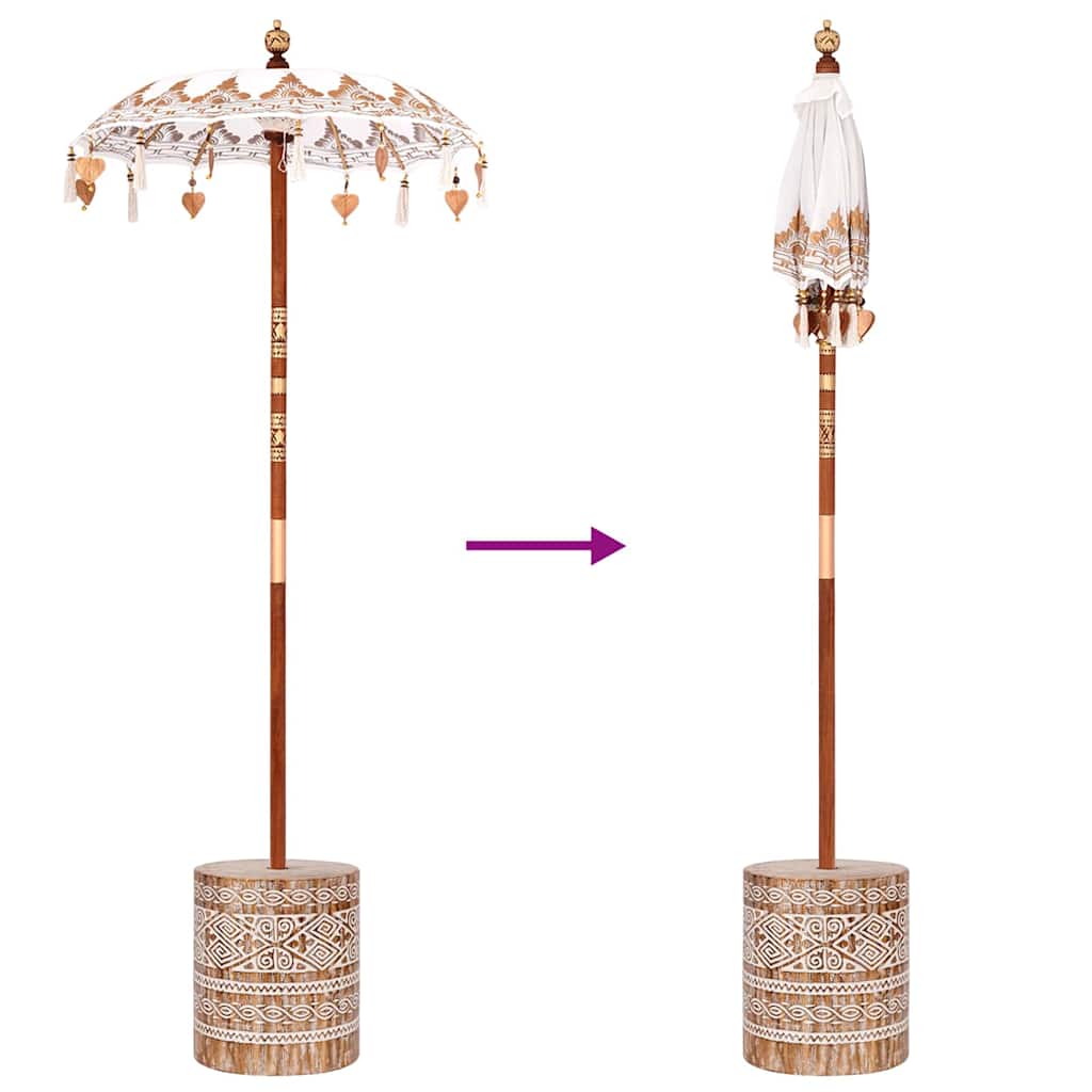 vidaXL Μπαλινέζικη Ομπρέλα Κρεμ 95-100 εκ. Βαμβάκι και συμπαγές ξύλο