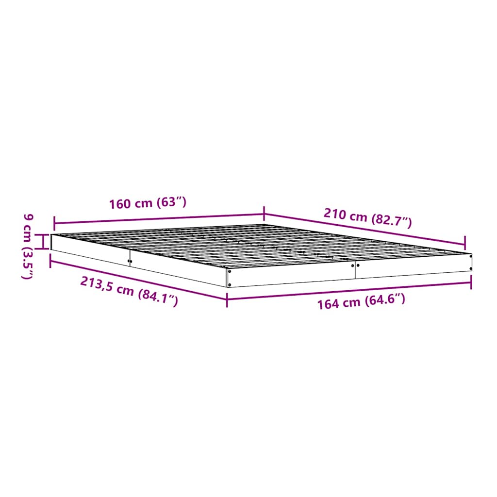vidaXL Κρεβάτι δαπέδου Λευκό 160 x 210 cm Στερεά ξυλεία πεύκου