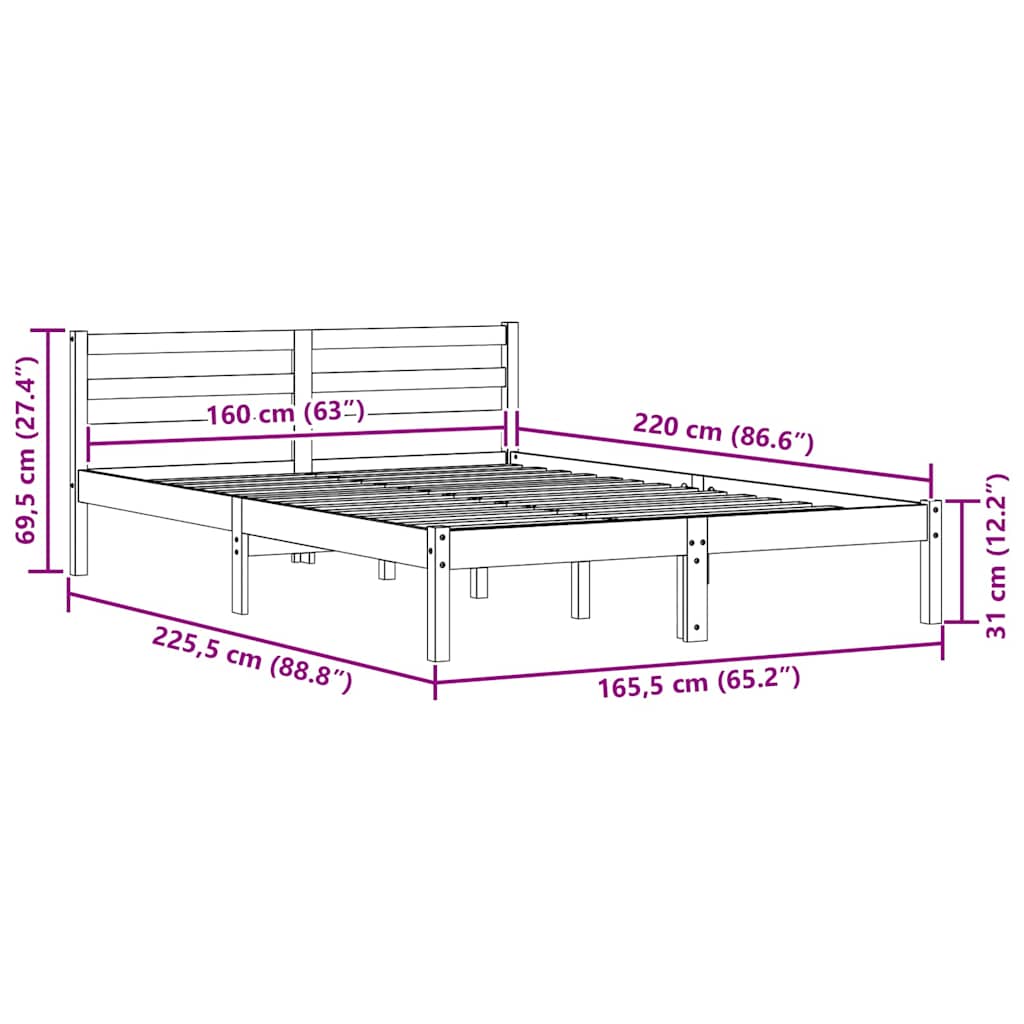 vidaXL Σκελετός Κρεβατιού με κεφαλάρι Καφέ 225,5 x 165,5 x 69,5 εκ.