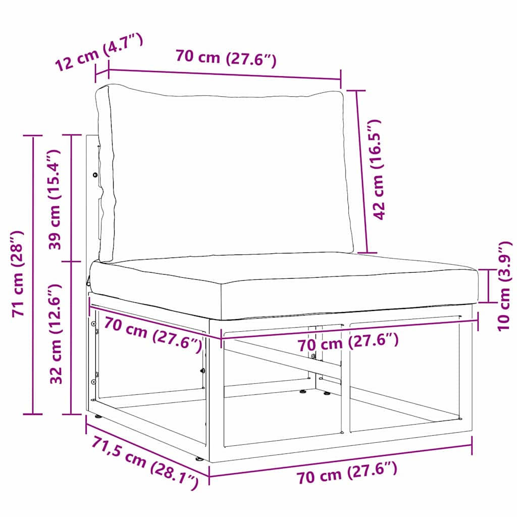 vidaXL Εξωτερικά Έπιπλα με μαξιλάρι με μαξιλάρι Μαύρο Αλουμίνιο