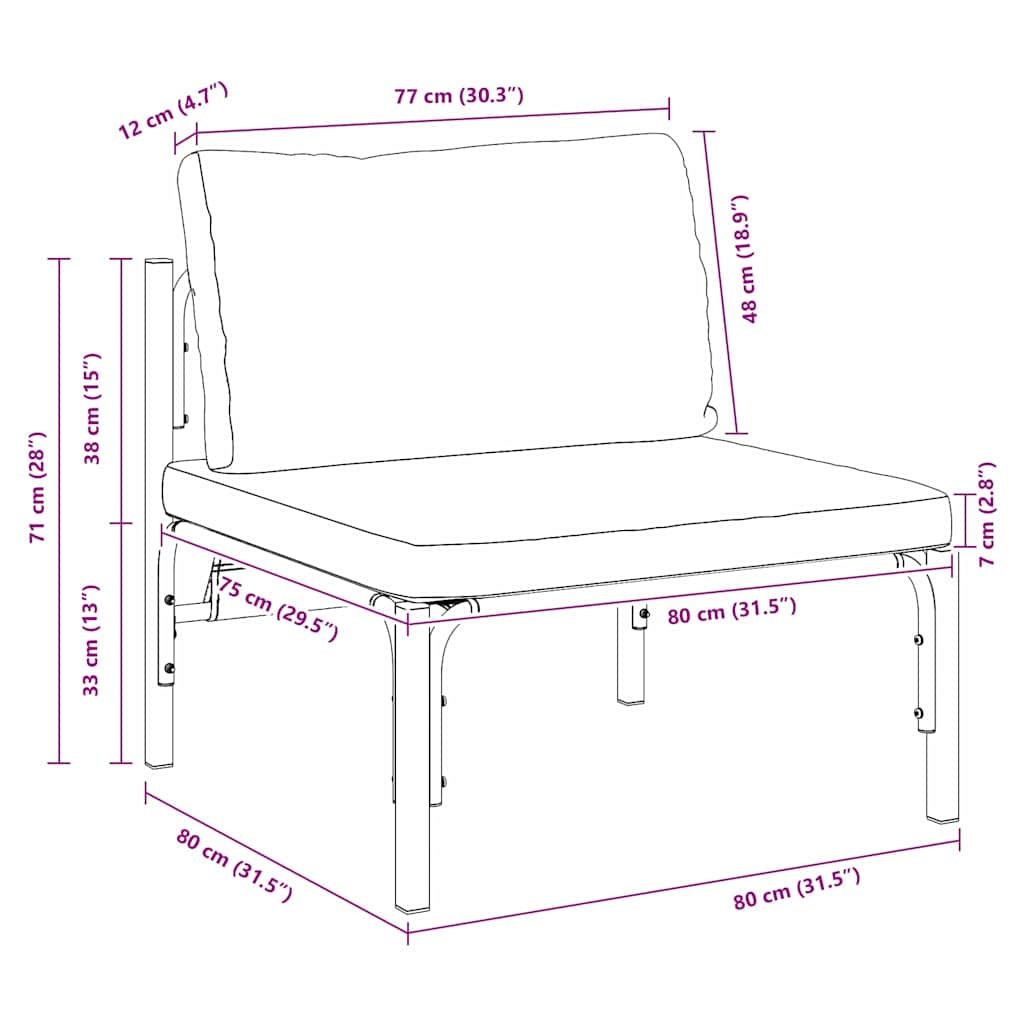 vidaXL Εξωτερικά Έπιπλα με μαξιλάρι με μαξιλάρι Ανθρακί Ατσάλι