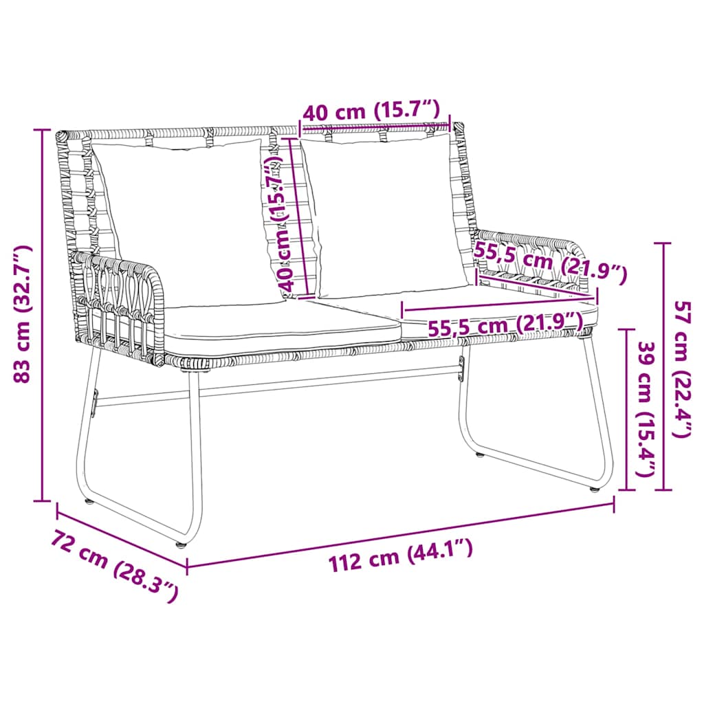 vidaXL Σέτ φαγητού για κήπο 3 pcs Μαύρο, Ανθρακί 113 x 69 x 83 εκ.