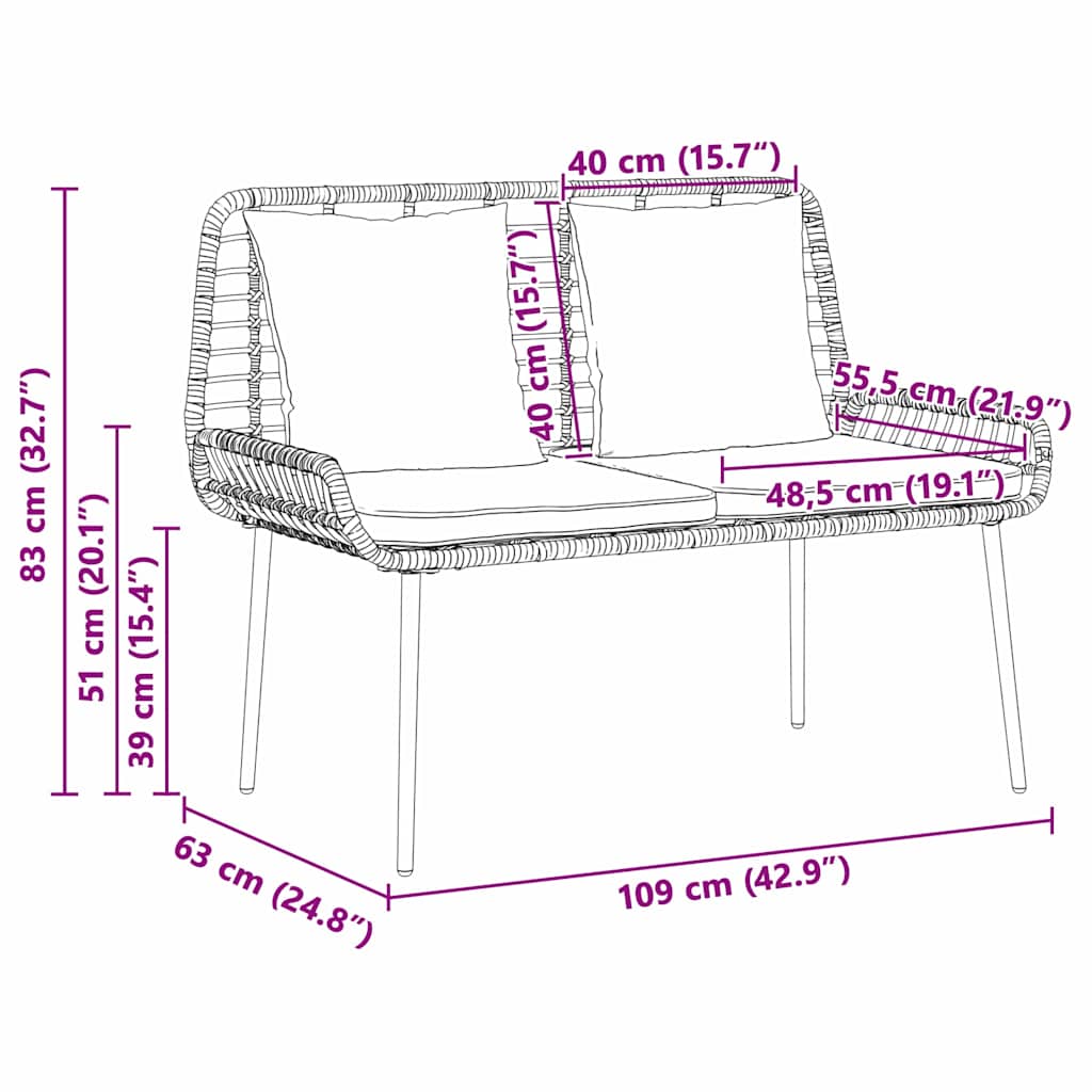 vidaXL Σέτ φαγητού για κήπο 3 pcs Καφέ και Μαύρο και Κρέμ