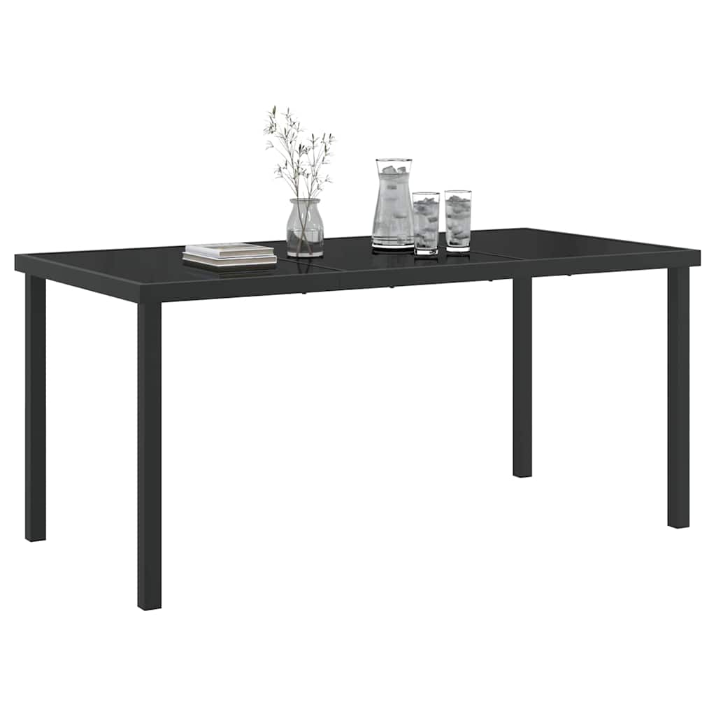 vidaXL Τραπέζι Κήπου Μαύρο 160 x 80 x 73 εκ Μασίφ ξύλο teak